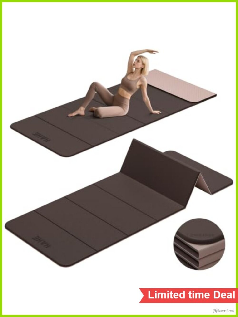 7-Fold Extra Thick TPE Yoga Mat Non-Slip High Density 72"L for Men Women Pilates